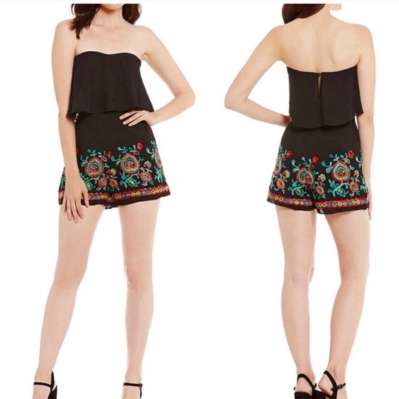 Gianni Bini Pants - Giani Bini black embroidered romper one piece